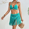 green crochet shorts set